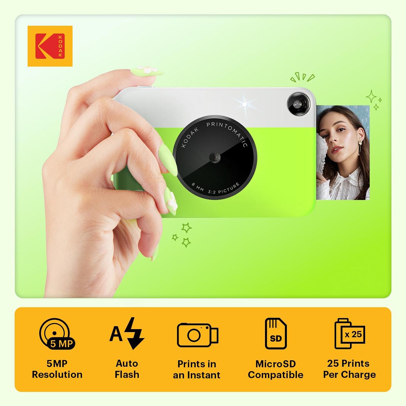 Kodak Printomatic 2x3 Instant Print Camera - Green