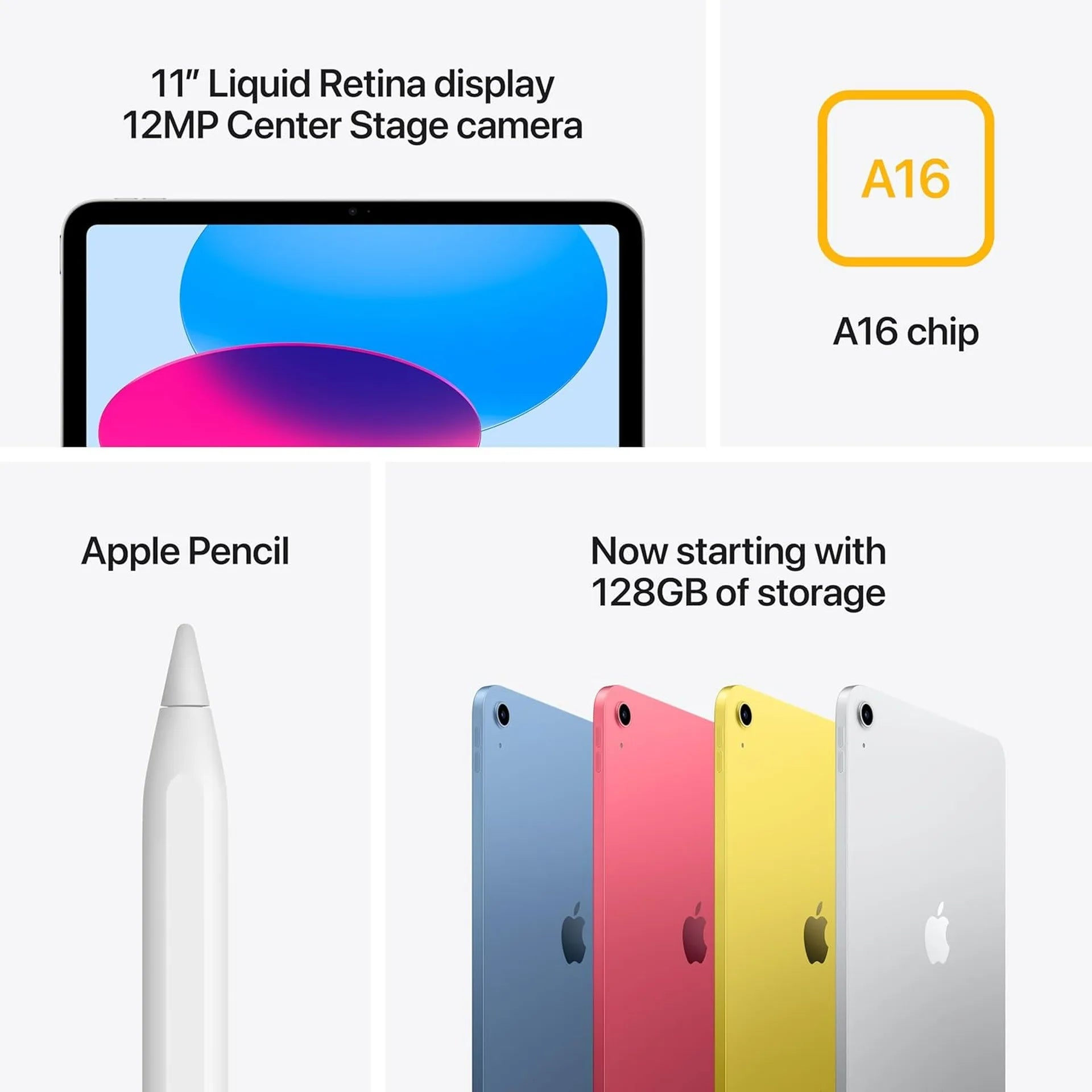 Apple 11-inch iPad Wi-Fi 128GB - Silver (A16 Bionic)