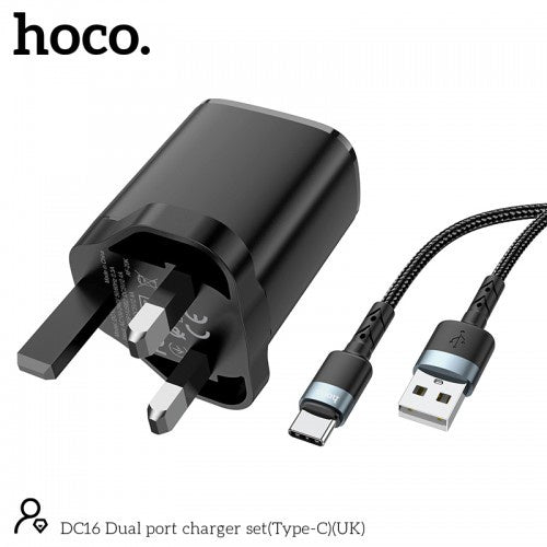 Hoco DC16 Dual Port Charger Set (Type-C)