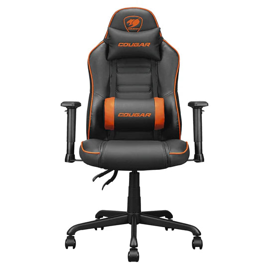 Cougar Fusion S Series Gaming Chair in Orange and Black – ergonomic racing-style chair for gamers in Qatar.