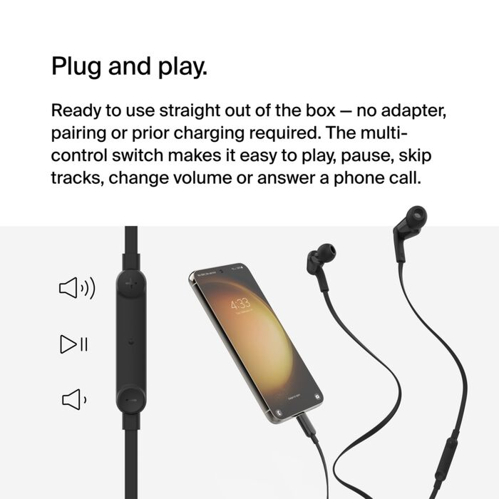 Belkin SoundForm Wired Earbuds with USB-C Connector - White