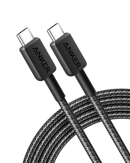 Anker 322 USB-C to USB-C Cable 60W Braided (0.9m/3ft) -Black