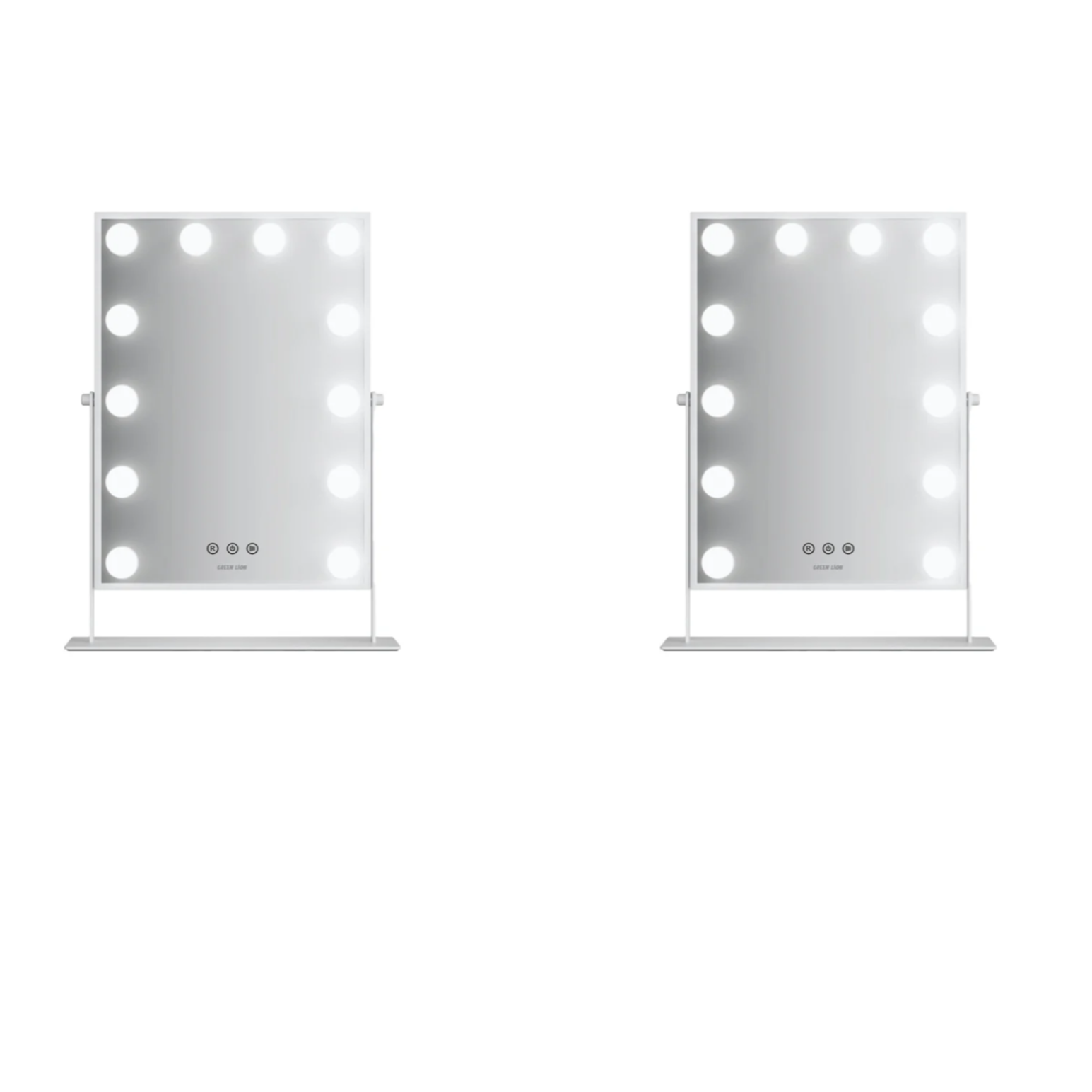 Green Lion Make Up Mirror Glam Shine Makeup Mirror 12 LED Lights Combo pack of 2- White