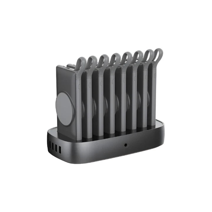 Exact 8‑in‑1 Power Bank Docking Station EX1062 – multi-device charging station with 22 000 mAh battery, wireless pad, and digital display, available in Doha, Qatar.