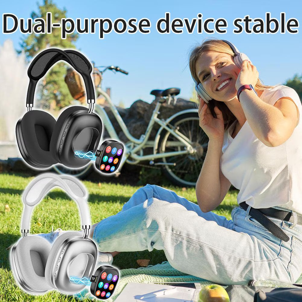 AKZ Max800 Wireless Headset Magnetic Touch Control LED Screen - White