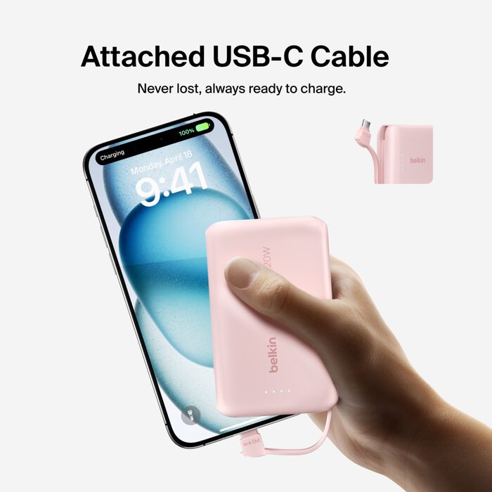 Belkin BoostCharge Power Bank 10K with Integrated Cable