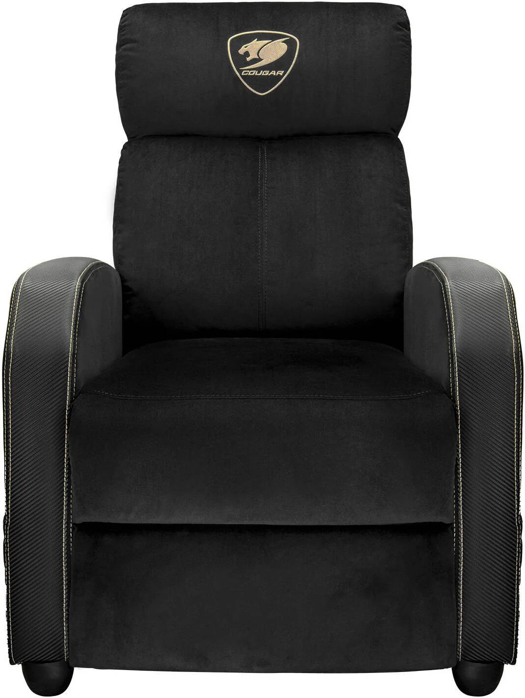 Cougar Ranger Elite Gold Gaming Sofa, Side Storage Pocket, Breathable Velvet Fabric Surface, Adjustable Design, Supports Up to 135kg Max Weight, Black/Gold