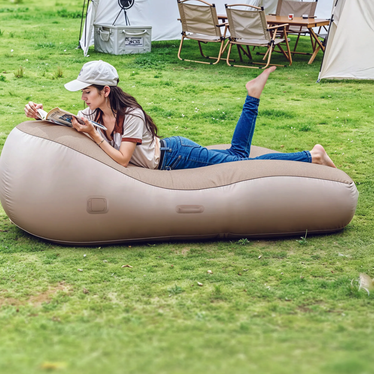 Green Lion Inflatable Air Mattress Sofa | Beige