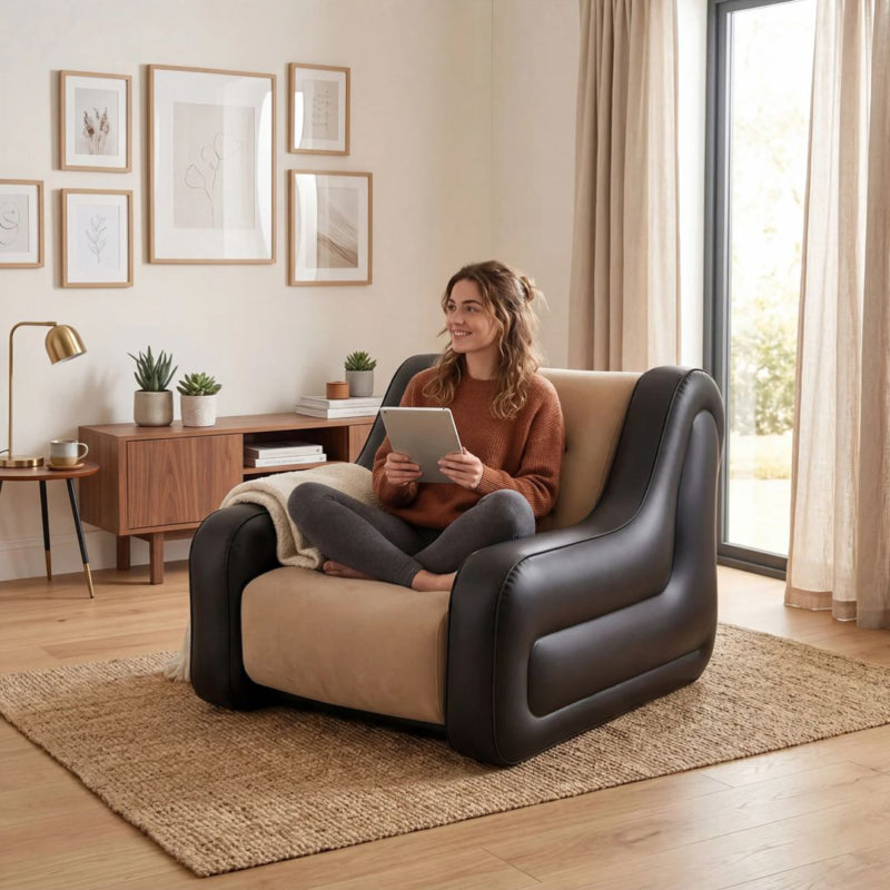 Green Lion Single Seater Inflatable Sofa | Beige