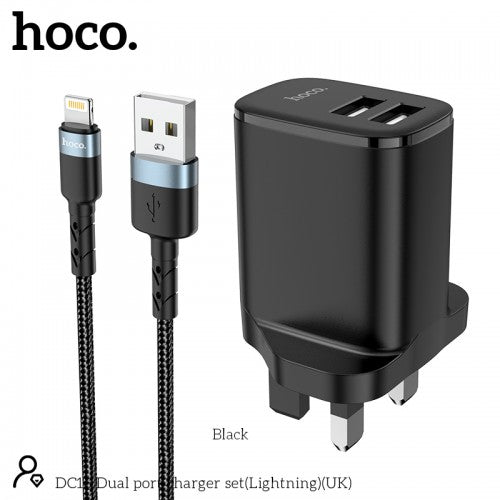 Hoco DC16 Dual Port Charger Set (Lightning)