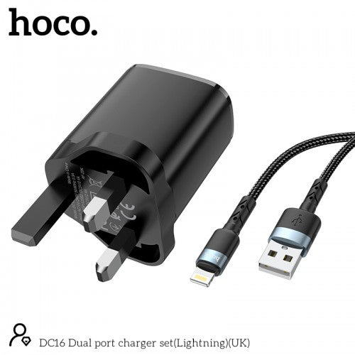 Hoco DC16 Dual Port Charger Set (Lightning)