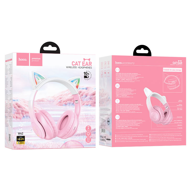 Hoco W42 Cat Ears Wireless and Wired Headphones - Cherry Blossom Hoco W42 Cat Ears Wireless and Wired Headphones - Cherry Blossom