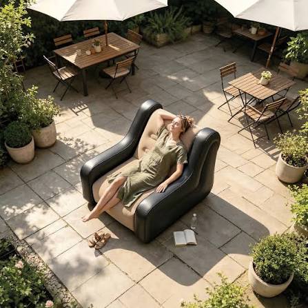 Green Lion Single Seater Inflatable Sofa | Beige