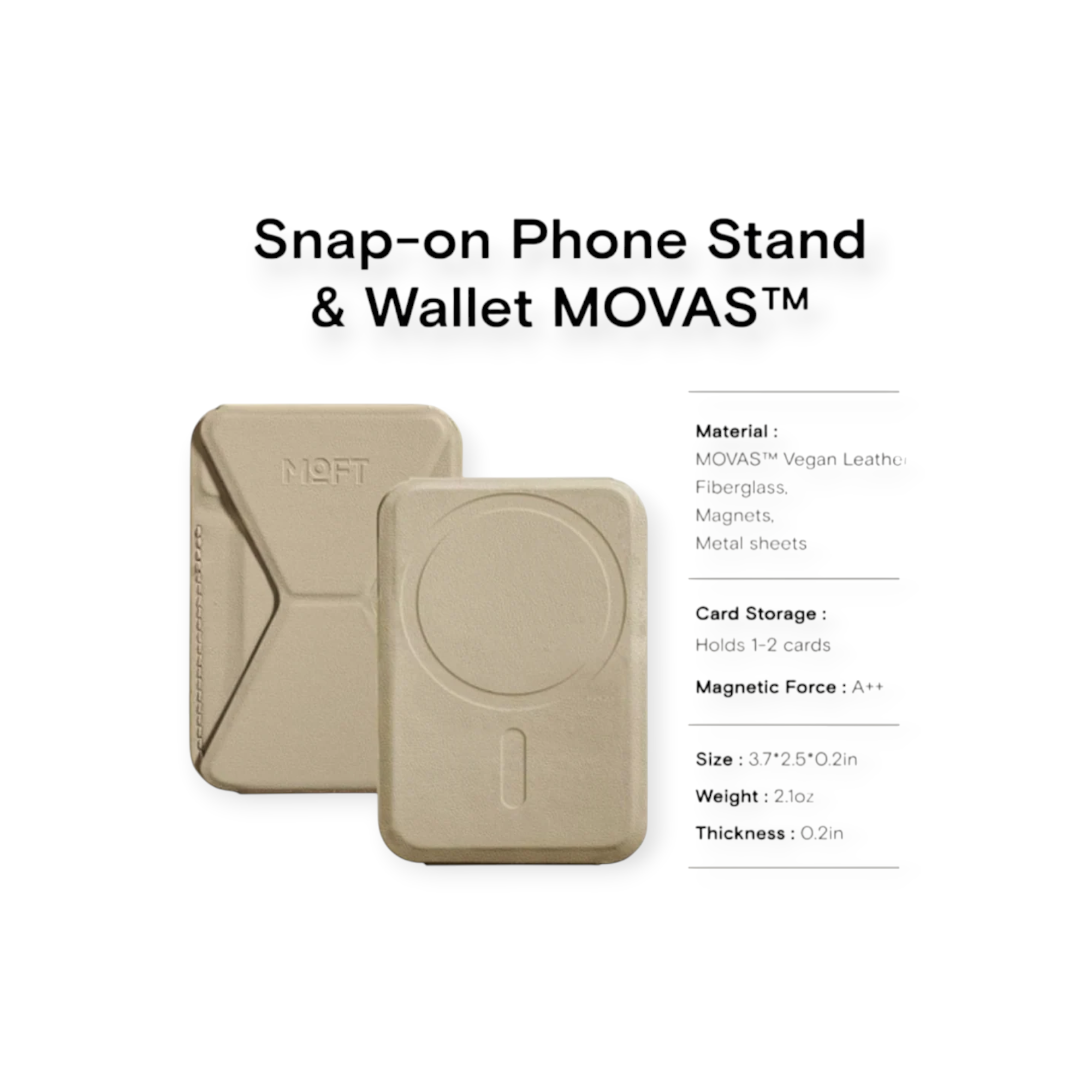 MOFT Snap-On iPhone Stand & Wallet Beach White (MOVAS)