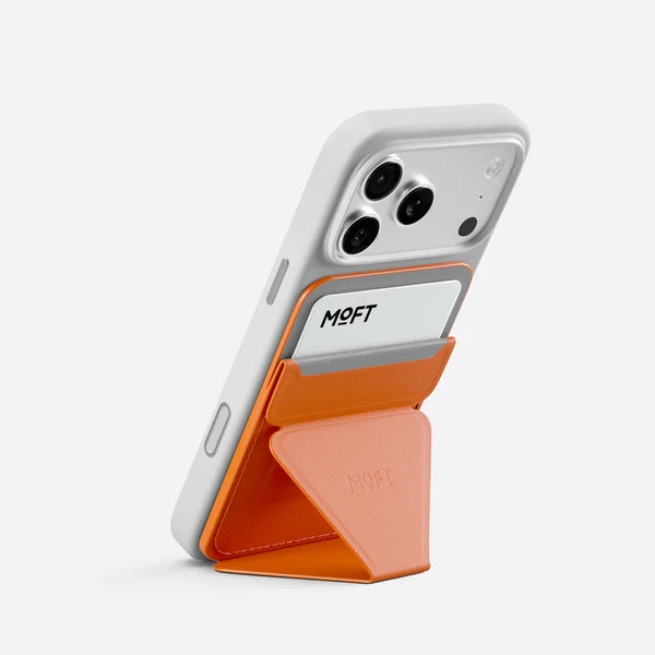 MOFT Trackable Snap-on Phone Stand & Wallet - Orange