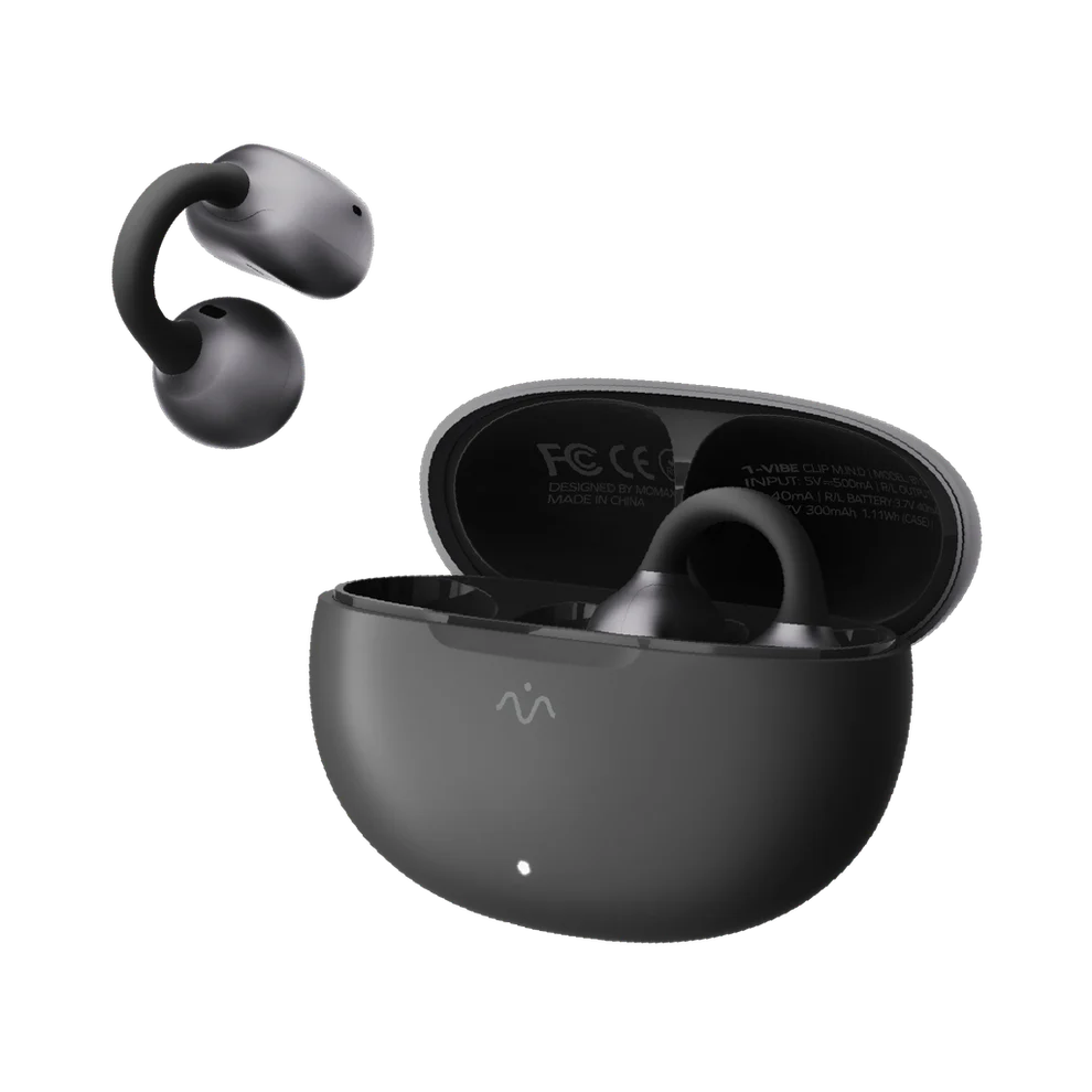 Momax 1-Vibe Clip Mini True Wireless ENC Clip-on Earbuds - Black