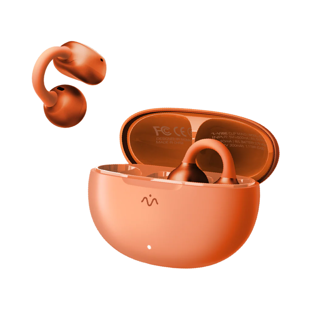 Momax 1-Vibe Clip Mini True Wireless ENC Clip-on Earbuds - Orange