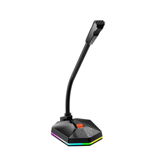 MeeTion MC13 Black Wired Gooseneck Microphone with RGB button for conference rooms and gaming in Qatar.