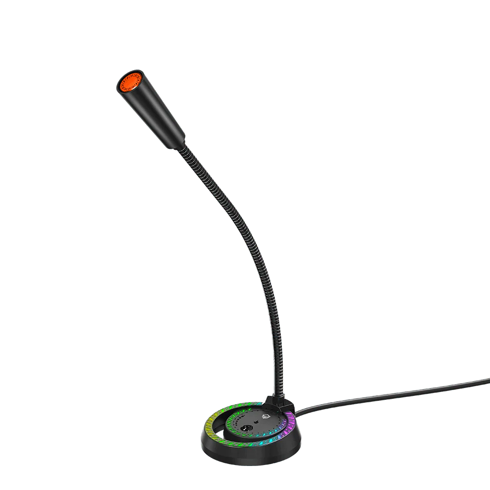 MeeTion MC14 Wired Conference Room Gooseneck Microphone with RGB Button - Black