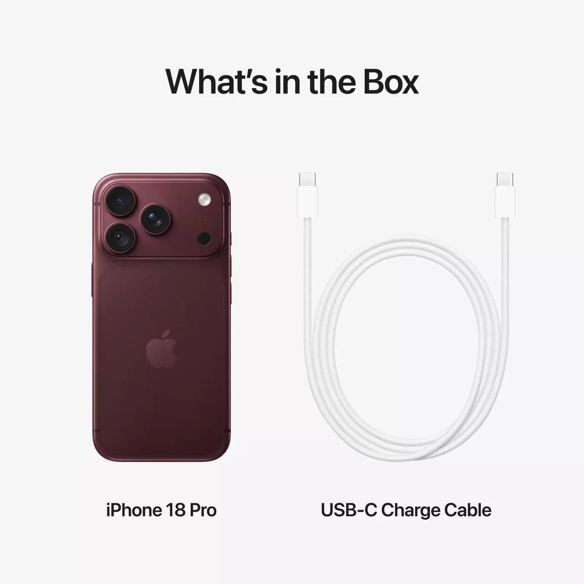 Apple iPhone 18 Pro 256GB in Burgundy, what is in the box