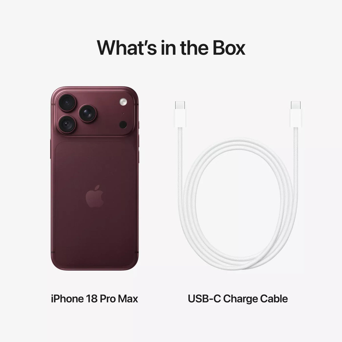 Apple iPhone 18 Pro Max 512GB in Burgundy, what is in the box