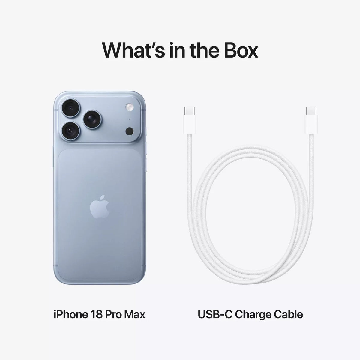Apple iPhone 18 Pro Max 512GB in Glacier, what is in the box
