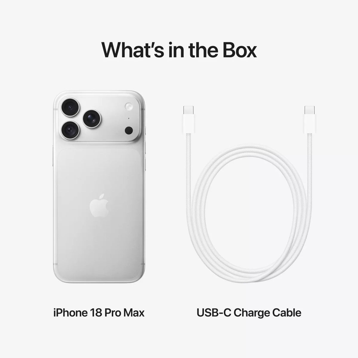 Apple iPhone 18 Pro Max 2TB in Silver, what is in the box