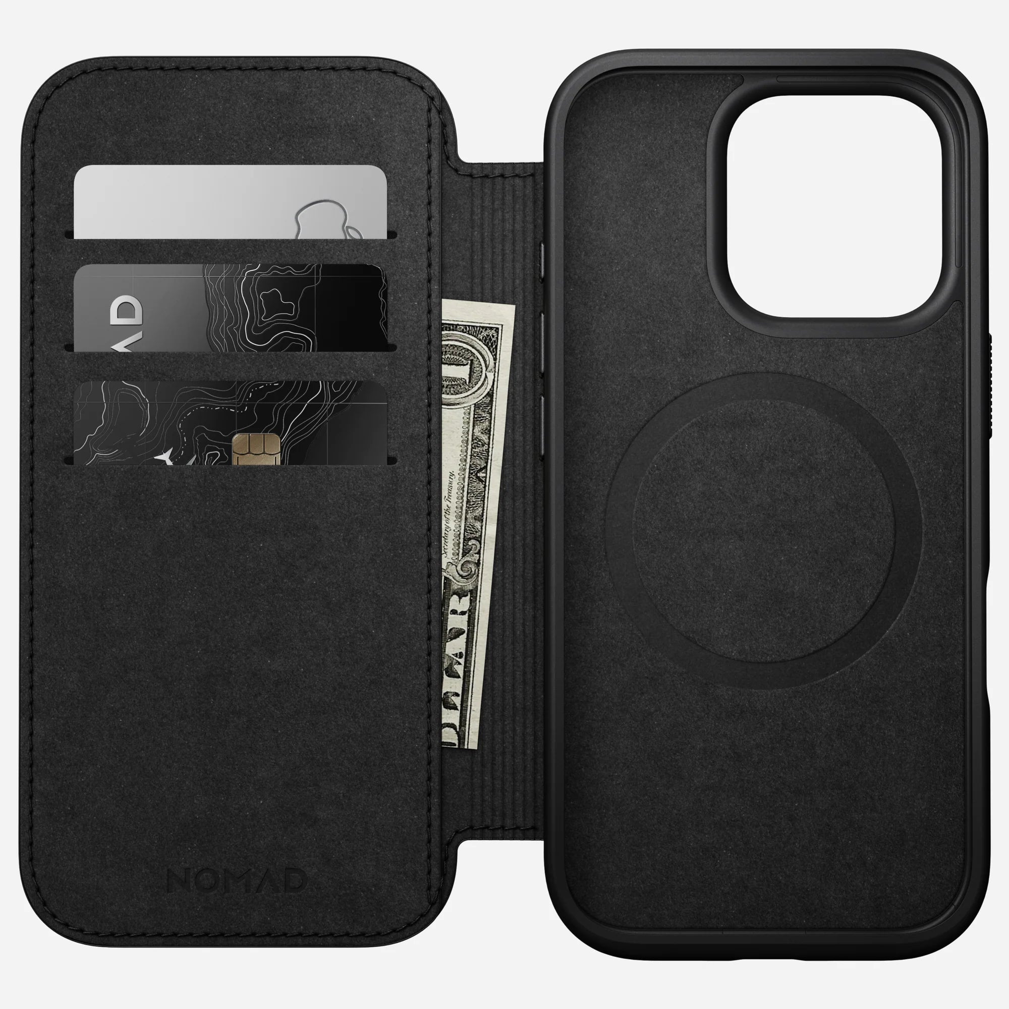 Nomad Modern Leather Folio for iPhone 16 Pro - Black