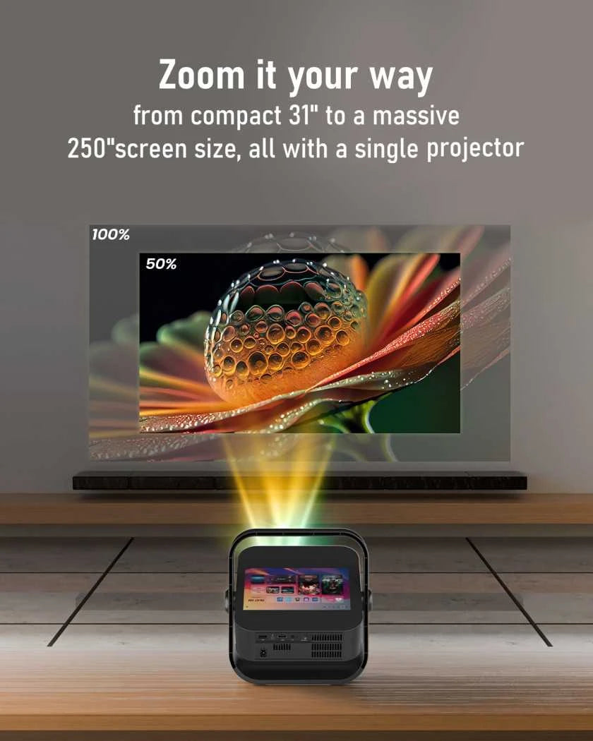 Moxedo Nova Portable Projector with Smart Display & 4K Support Full HD 1080P Black