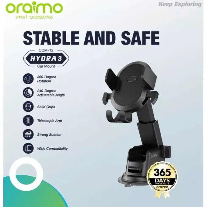 Oraimo Hydra 3 Stable Safe Car Mount Universal Phone Holder OCM-12 Oraimo Hydra 3 Stable Safe Car Mount Universal Phone Holder OCM-12
