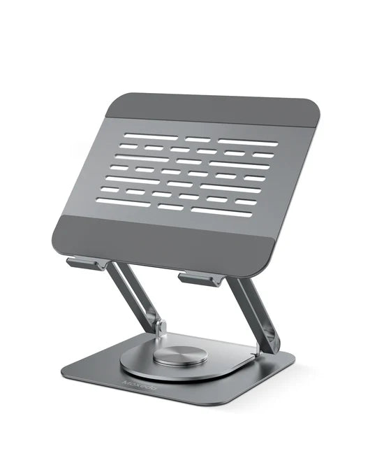 Moxedo Aluminum Laptop/Tablet Stand with 360° rotatable base, adjustable foldable design – ergonomic stand for laptops and tablets in Qatar.