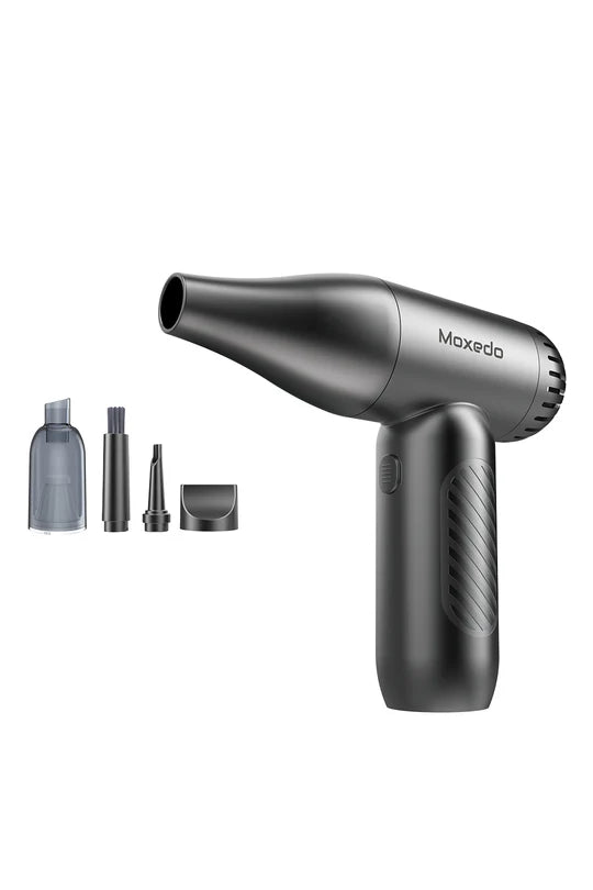 Moxedo 2 in 1 Turbo Air Duster and Vacuum Cleaner with 8000PA suction – portable cleaning device for home, office, and car in Qatar.