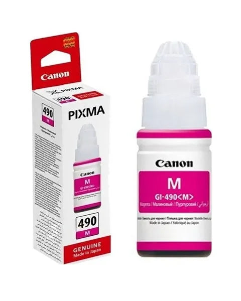 Canon GI-490 Magenta Ink Bottle 70ml – genuine Canon refill ink available for delivery in Doha, Qatar.