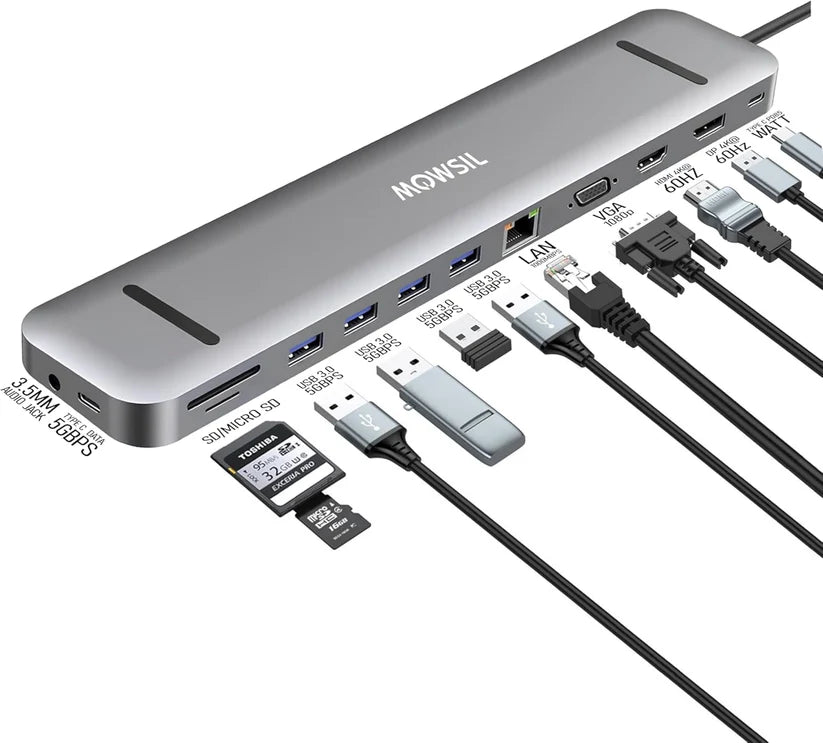 Mowsil 13-in-1 USB-C Docking Station