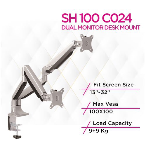 Skill Tech SH-100 C024 Premium Dual Monitor Ergonomic Arm