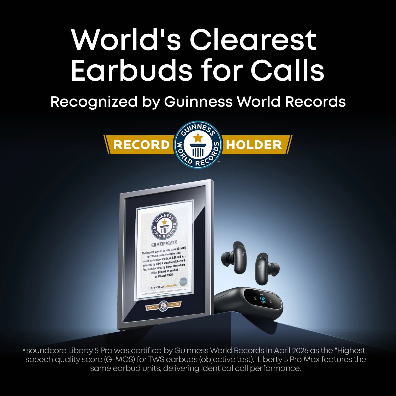 Liberty 5 Pro Noise Cancelling Earbuds for Clear Calls - Midnight Black