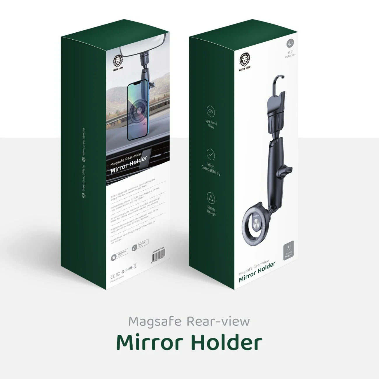 Green 360 MagSafe Rear View Mirror Phone Holder