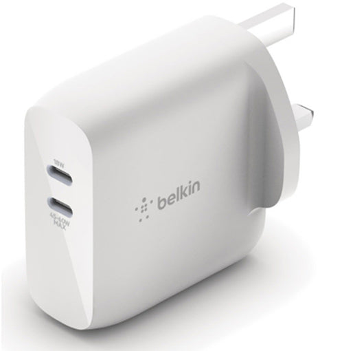 Belkin BOOST↑CHARGE™ Dual USB-C PD GaN Wall Charger 63W – White Belkin BOOST↑CHARGE™ Dual USB-C PD GaN Wall Charger 63W – White