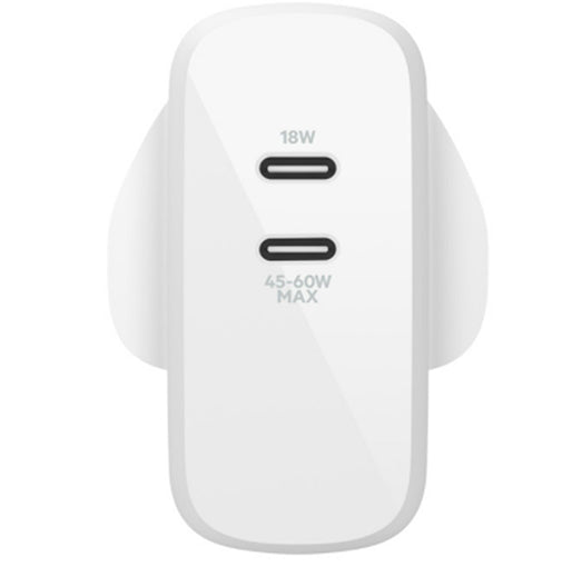 Belkin BOOST↑CHARGE™ Dual USB-C PD GaN Wall Charger 63W – White Belkin BOOST↑CHARGE™ Dual USB-C PD GaN Wall Charger 63W – White