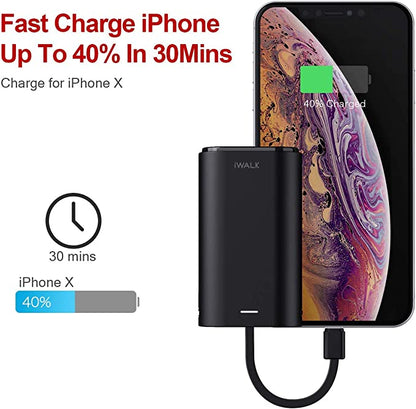 iWALK Portable Charger 9000mAh Ultra-Compact Power Bank with Built-in Cable and Portable Apple Watch Charger, 9000mAh Power Bank with Built in Cable, Apple Watch and Phone Charger