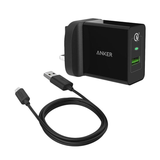 Anker PowerPort+ 1 with Quick Charge 3.0 Quick Charge 3.0, Anker 18W 3Amp USB Wall Charger (Quick Charge 2.0 Compatible) Powerport+ 1 Black